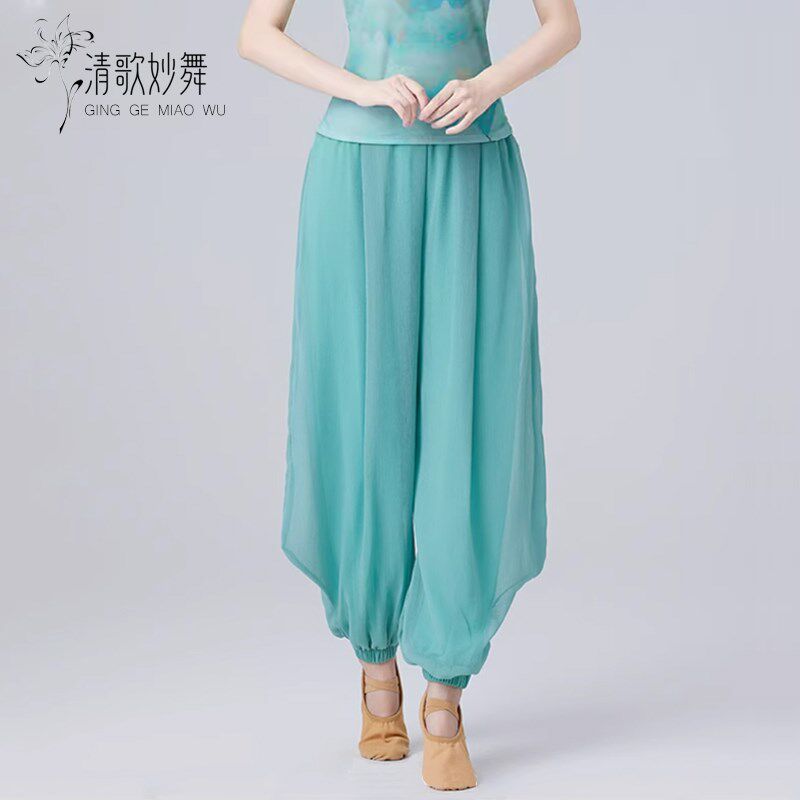 速发现代舞舞蹈裤古典演出服装肚皮舞蹈练功裤飘逸白色瑜伽灯笼裤