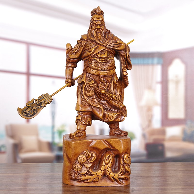 速发实家雕关公摆件招财武财神关二爷镇宅木用公司乔迁神业供奉财