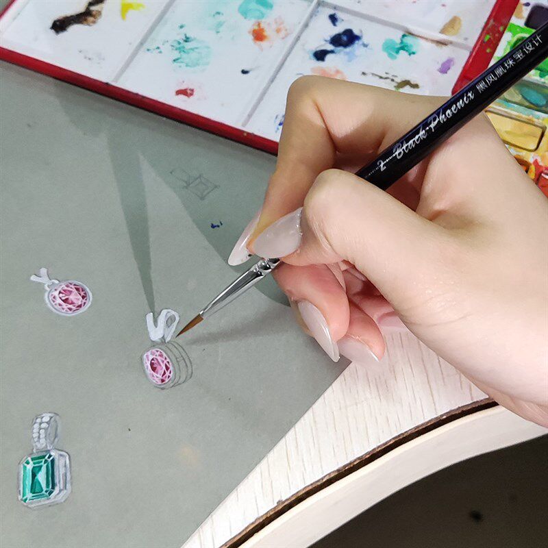 速发PHOE凤凰Bla Phoeix黑凤凰珠宝设计手绘超细勾线笔描图水粉彩