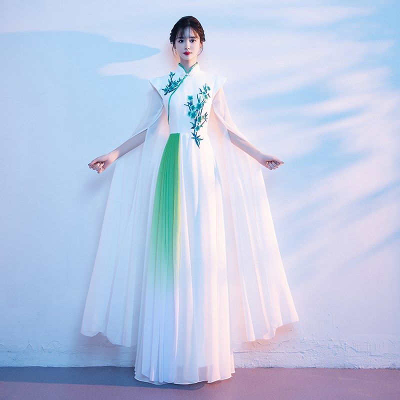 速发大合唱团演出服长裙中国风舞台指挥服装现代古筝演奏表演服成