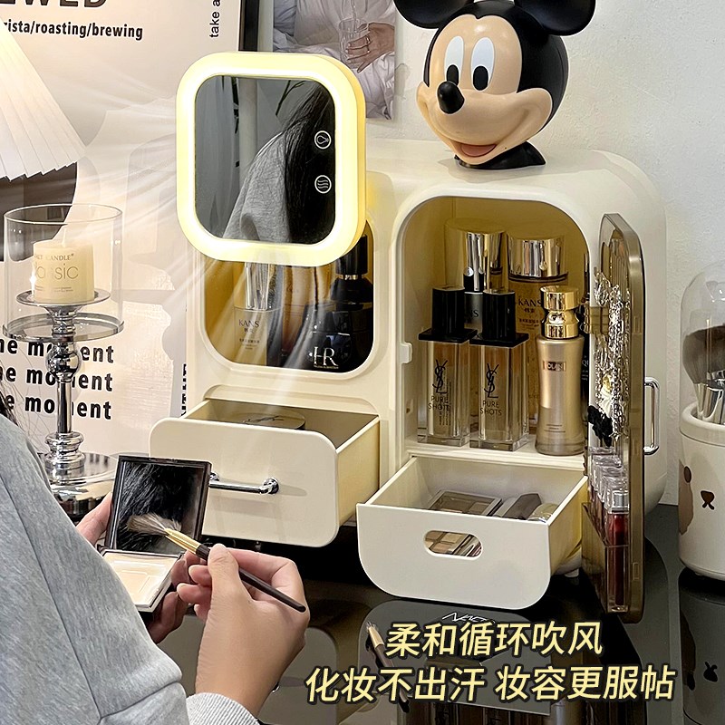 速发奶妆防尘化油品首饰一体盒级化妆收纳盒带镜子桌面化妆高化妆