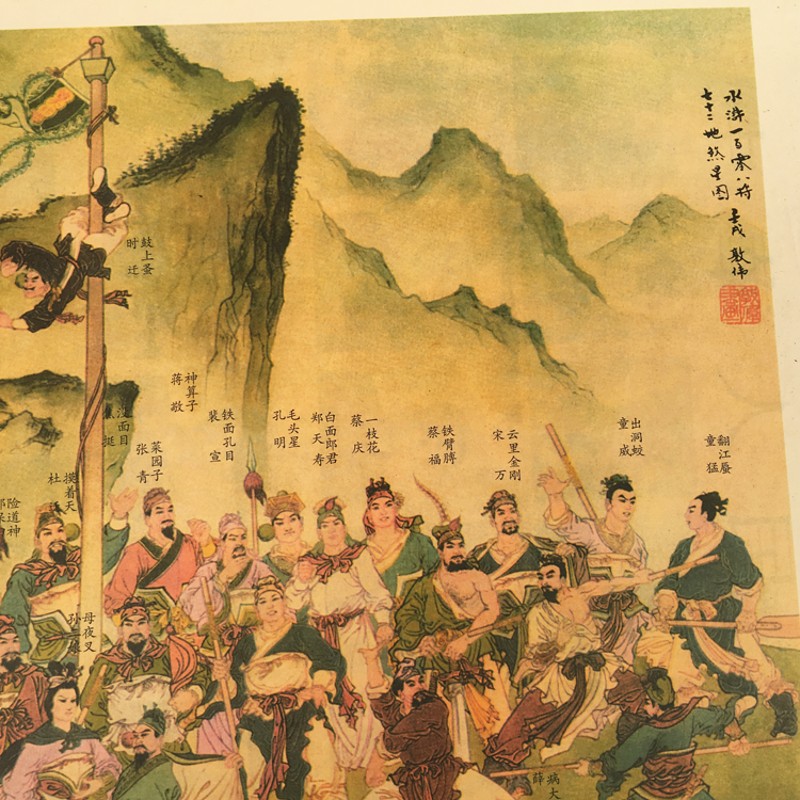 速发品古时期挂画收藏复宣传画无框海百水浒(二)一报零八好汉