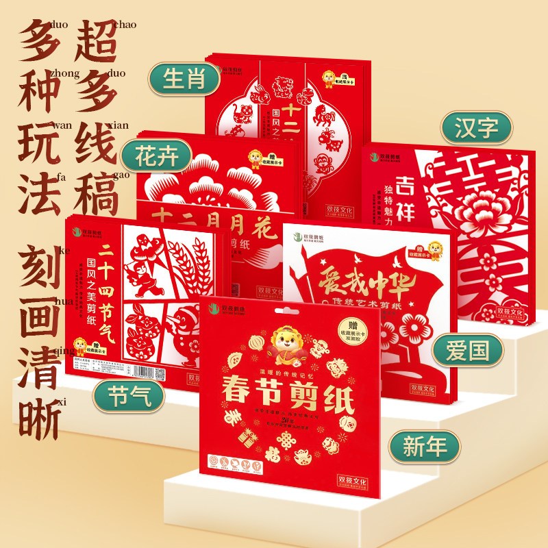 速发剪纸专用剪刀套装窗花生肖刻纸刻刀刻笔初学者手工材料包全套