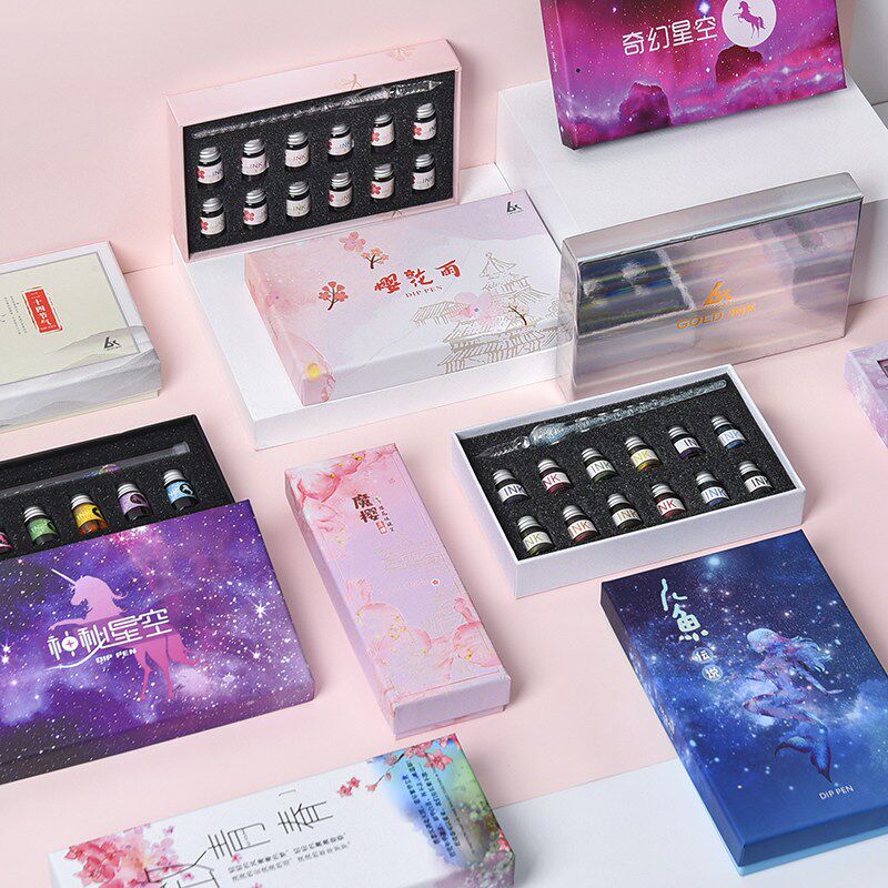 速发手工水晶钻笔玻璃笔蘸水笔星空笔复古学生用沾墨水创意可爱生
