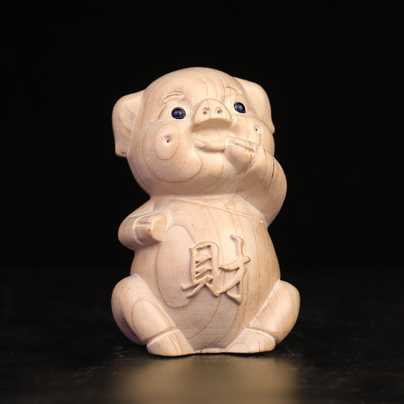 速发桃木十二生猪属相12摆件鼠牛虎兔龙蛇马羊桌鸡狗肖猴面装饰手