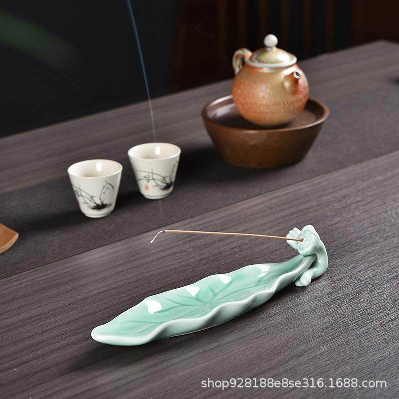 速发新中式莲花香插家用室内线香插香座陶瓷套装香炉香托盘香熏炉
