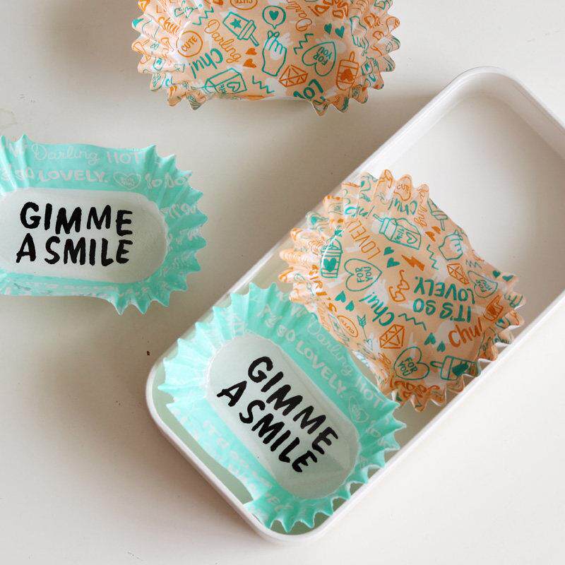 新品gimme a smile便当隔菜纸杯 菜肴防油分割纸20个 微波炉可用
