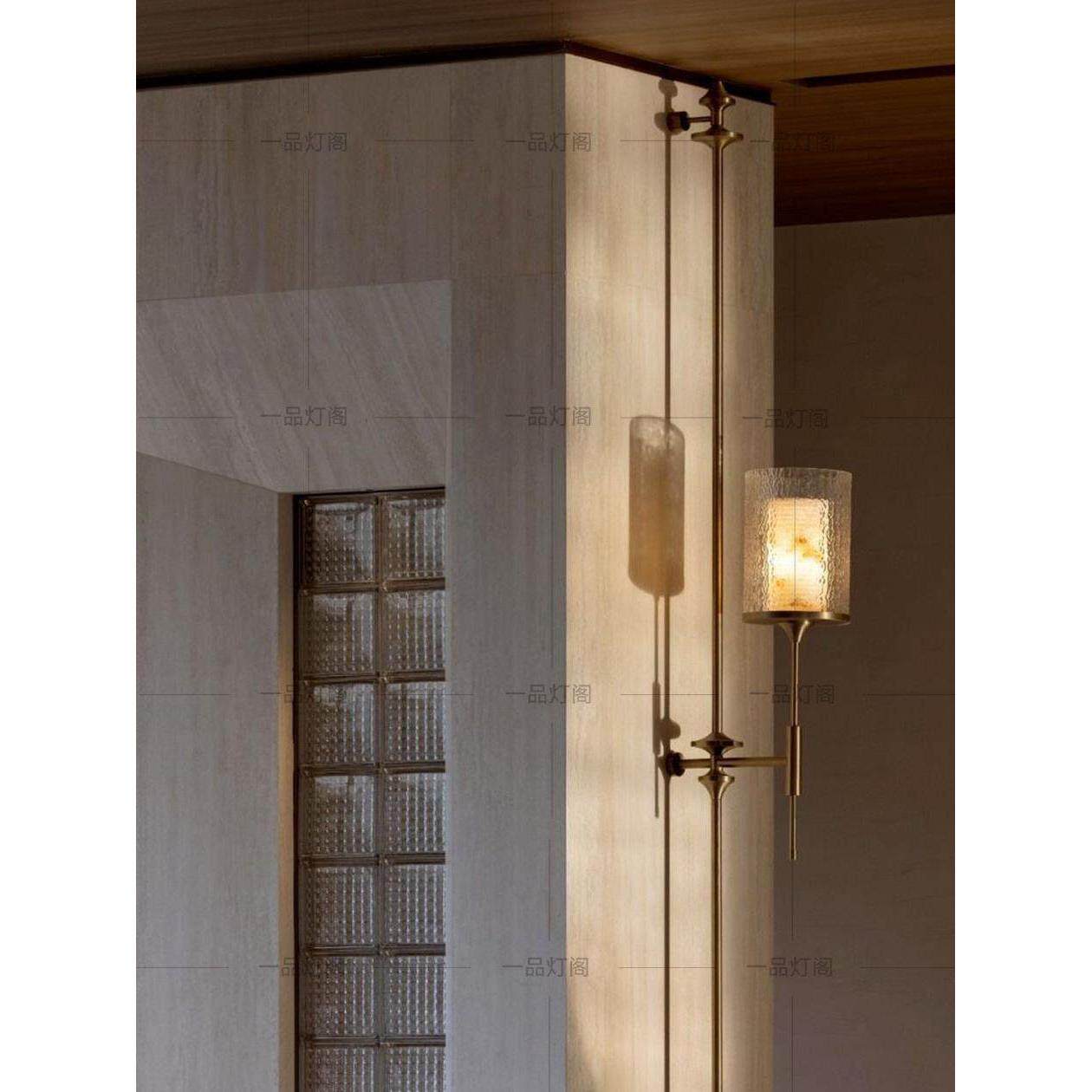 新中式顶天立地壁灯酒店大堂走廊过道床头水波纹百叶门玻璃壁灯
