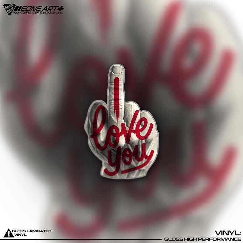 EONE反光车贴英文文字I LOVE YOU搞笑手势车身玻璃电动车防水贴纸