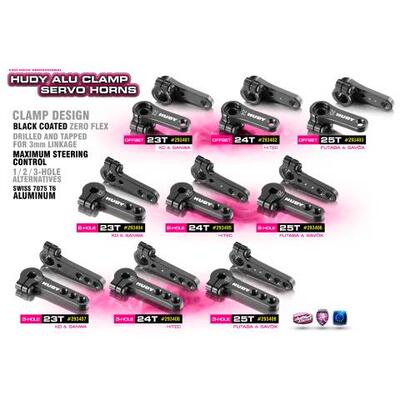 新品HUDY 舵机臂 23T/25T带锁紧铝SANWA/FUTABA 293403/1/4/6/7/9