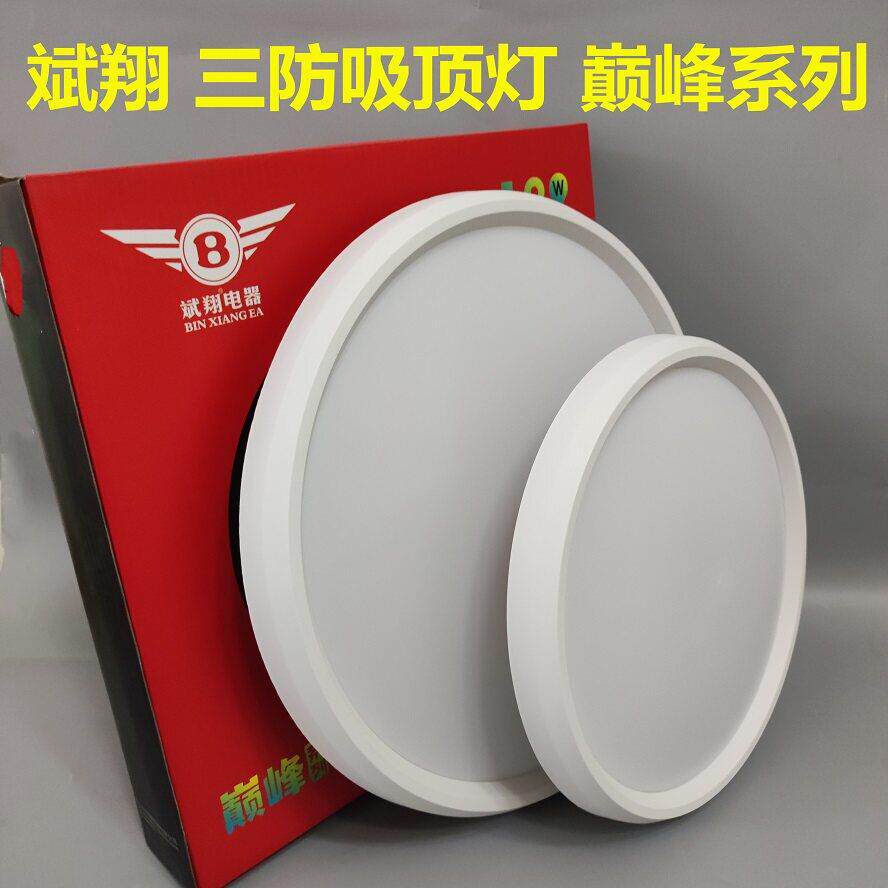 斌翔led三防吸顶灯防水防潮防虫圆形卫生间阳台厨房过道卧室灯白