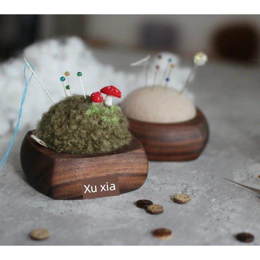 许夏的店 胡桃木针插底座 实木珠针手缝DIY配件刺绣缝纫钩编