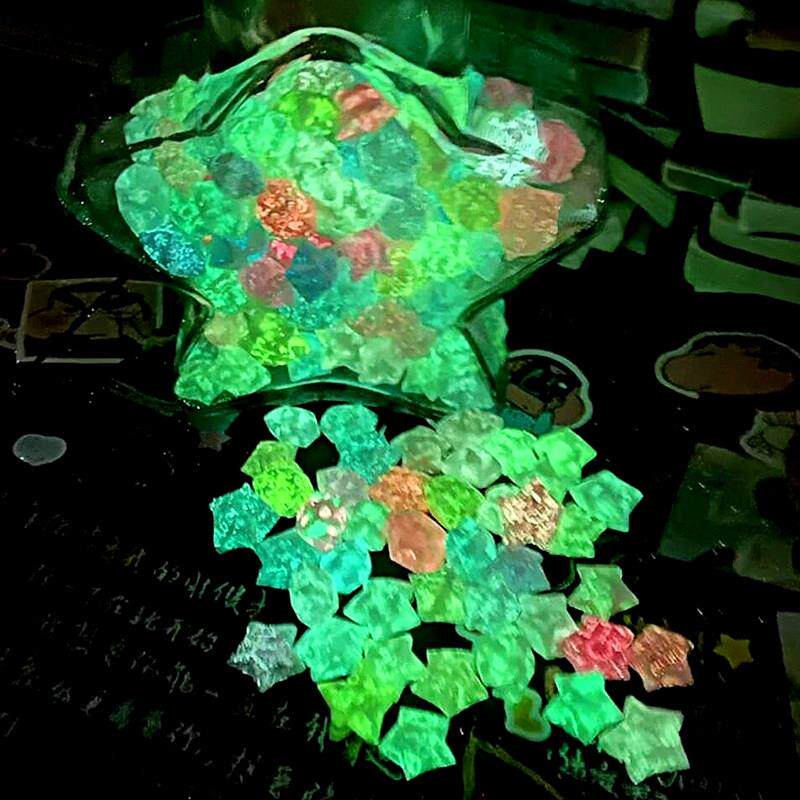 星星折纸夜光折星星纸专用纸玻璃瓶许愿瓶荧光会发光的叠星星彩纸
