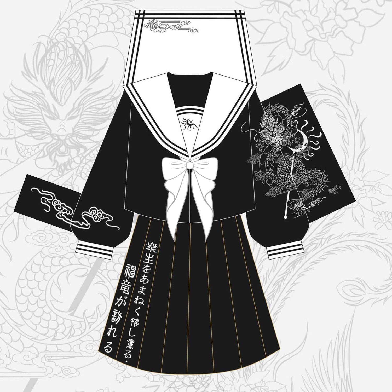 【白衫一裙】原创麒麟正统jk制服裙不良长裙正版水手服少御套装