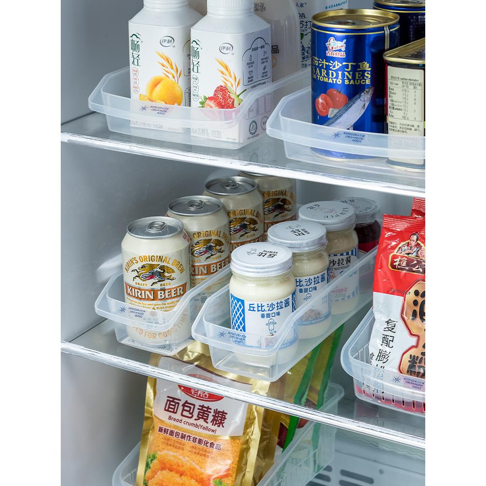 日本进口厨房冰箱抽屉式收纳盒调料易拉罐蔬菜分隔储物整理神器