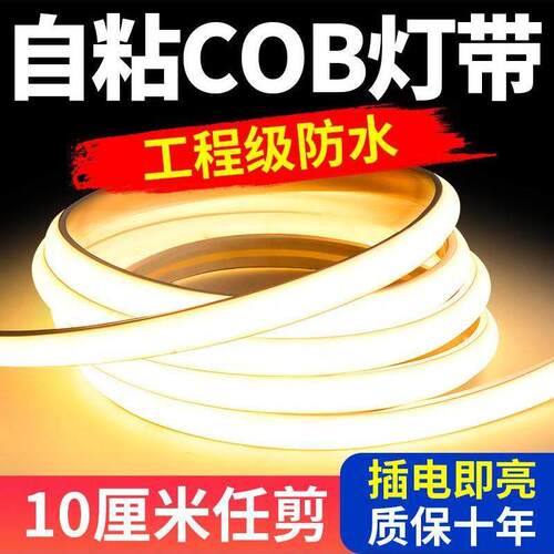 超亮COB硅胶灯带户外防水软灯条220v户外水池鱼缸专用自粘线形灯