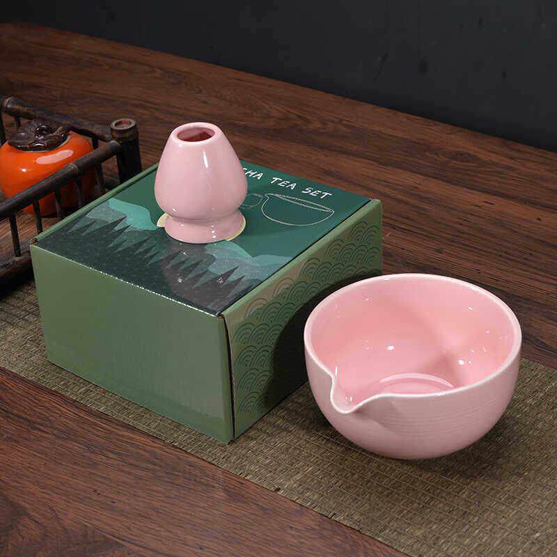 茶筅竹抹茶刷子工具茶碗带导流嘴茶具套装陶瓷盘茶道配件器具彩盒