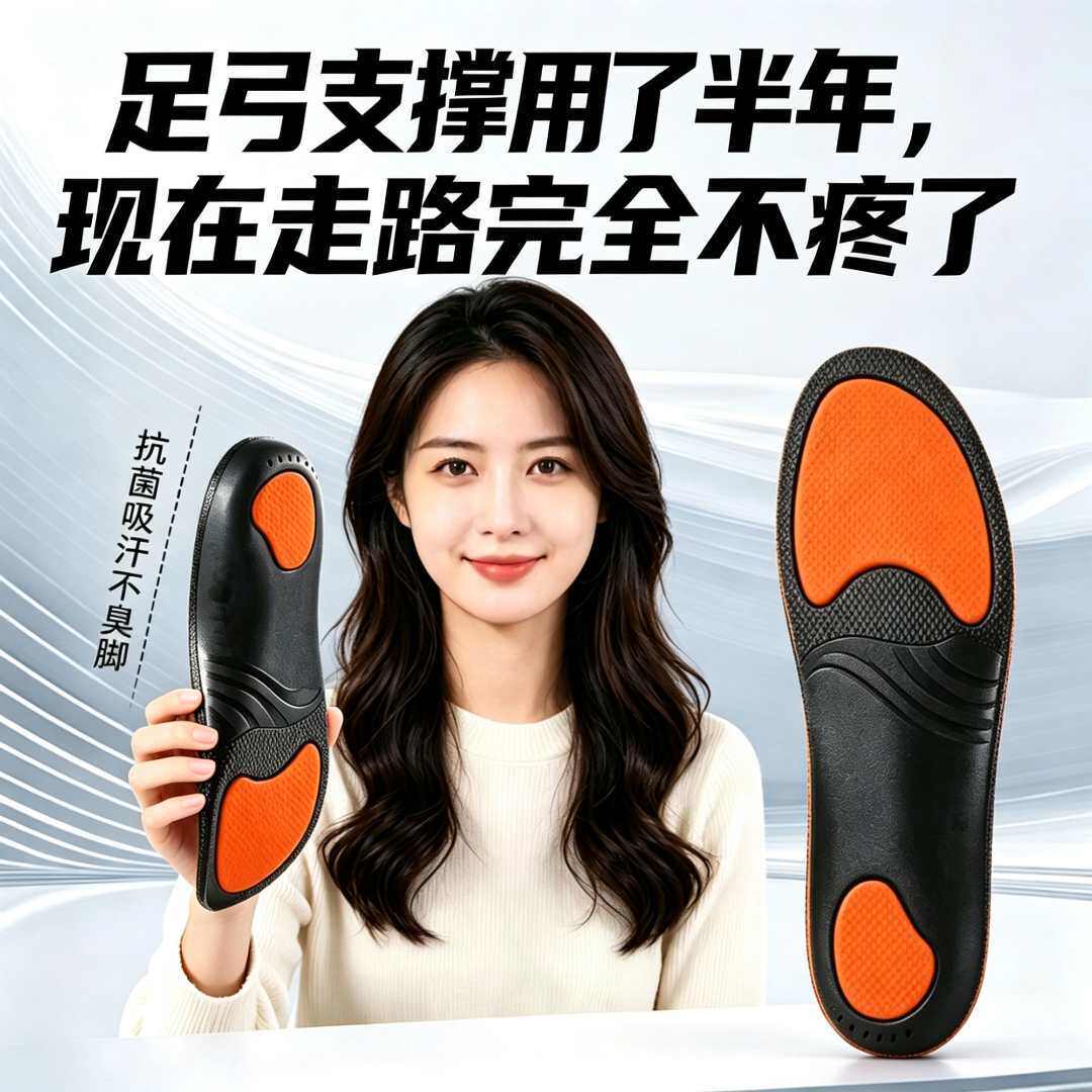 足弓鞋垫男款运动气垫减震款高弹减震足弓支撑透气吸汗久站不累