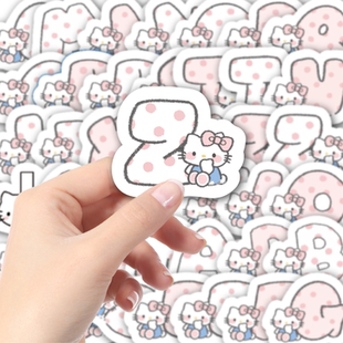 卡通可爱字母Hellokitty贴纸儿童女孩高颜值手账打包素材封口贴防水