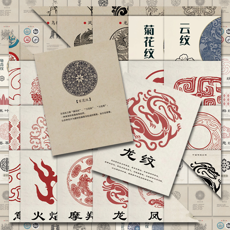 中国纹样介绍贴纸儿童益智防水di