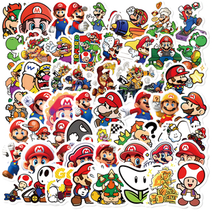 超级马里奥贴纸可爱卡通搞笑游戏周边手机壳手账行李箱桌面防水贴画
