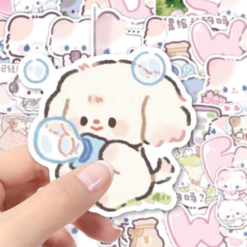 小尾猫猫贴纸可爱卡通古早防水