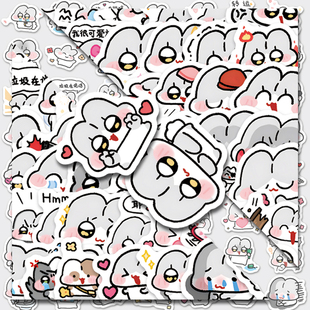 诺比小兔贴纸儿童女孩可爱卡通装饰小图案咕卡手账封口贴桌面防水