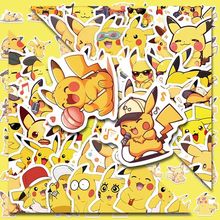 140张皮卡丘贴纸卡通手账diy装饰手机壳笔记本电脑桌面防水贴画