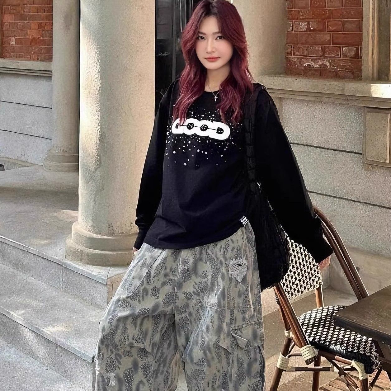 轻奢卫衣good爆款网红同款烫钻男女情侣满天星秋季长袖T恤百搭ins