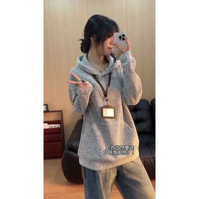 2025新款美式条纹香风连帽卫衣男款秋冬季重磅cleanfit外套潮牌