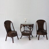 天然真藤编织阳台茶桌椅客厅桌椅组合套装 户外休闲靠背椅家用藤椅