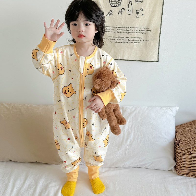 宝宝睡衣春秋款纯棉防着凉1一3岁半儿童连体睡袋恐龙男童夏季大童