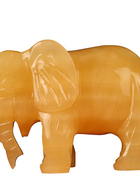 大象摆件招财一对大号客厅玄关天然黄玉石吉象工艺品家居酒柜装饰