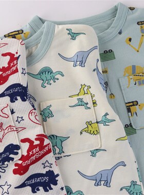 出口日单春夏儿童长袖家居服套装男女童纯棉空调房睡衣100-140