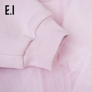 ei童装女童加绒连衣裙冬装新款中大童网纱拼接粉色公主裙