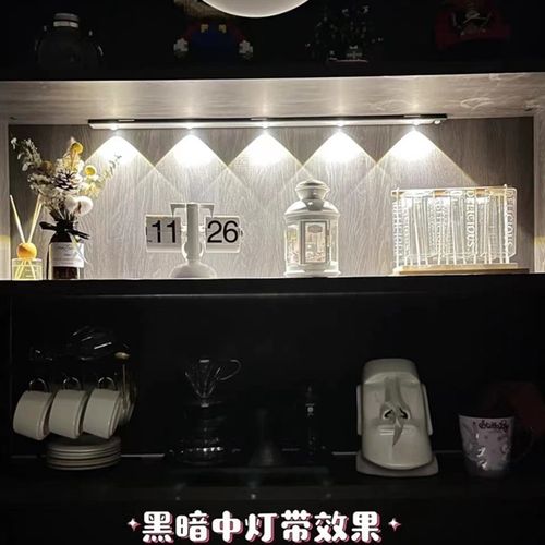 充电人体感应灯带免布线入户玄关鞋柜酒柜橱柜餐边柜猫眼手办灯条