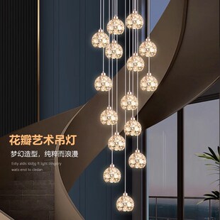 楼梯吊灯长吊灯轻奢创意复式楼挑空别墅loft公寓挑高客厅中空大灯