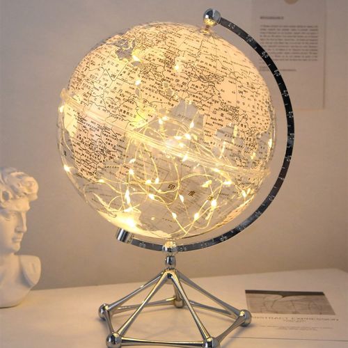 轻奢透明地球仪夜光摆件初高中生高清教学版发光高端带灯儿童小学