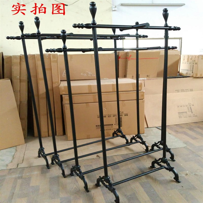 铁艺服装店落地服装展示架铸铁脚服装货架中岛架男女装挂衣架包邮