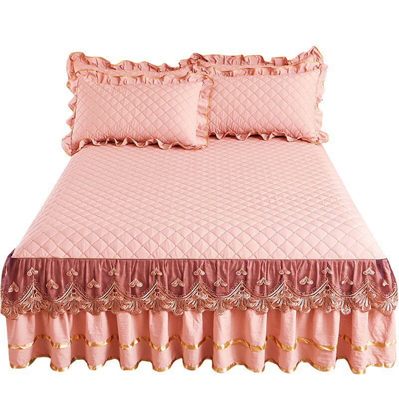 欧式水洗夹棉公主风床裙床罩式单件蕾丝边夏天保护套1.8x2.0m床套