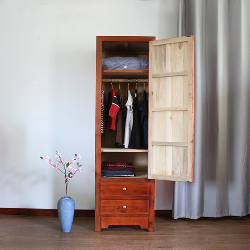 香樟木柜子实木衣柜小户型单门衣柜大容量收纳柜新中式樟木衣柜