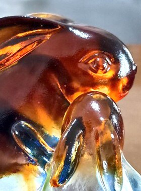 琉璃双福兔子摆件居家客厅装饰办公桌面摆放装饰朋友生日送礼祝福