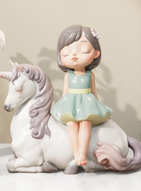 蓝色蜗牛勇敢的心少女雕塑艺术品装饰摆件创意礼物桌面展柜摆设