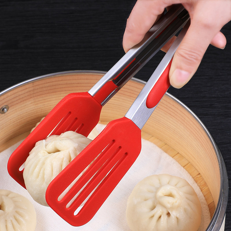 速发夹子厨房防烫耐温夹子硅高胶牛排夹家用面包蛋糕食物不锈钢铲