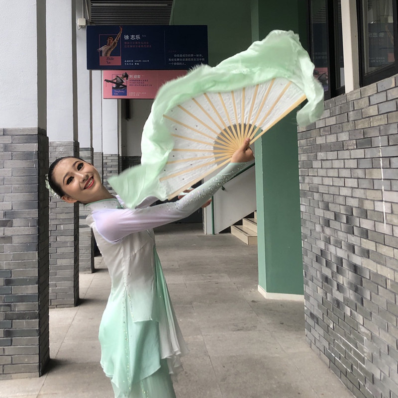 速发原丝舞舞扇子北舞真版跳蹈扇双面加长古典舞渐变胶州秧歌扇
