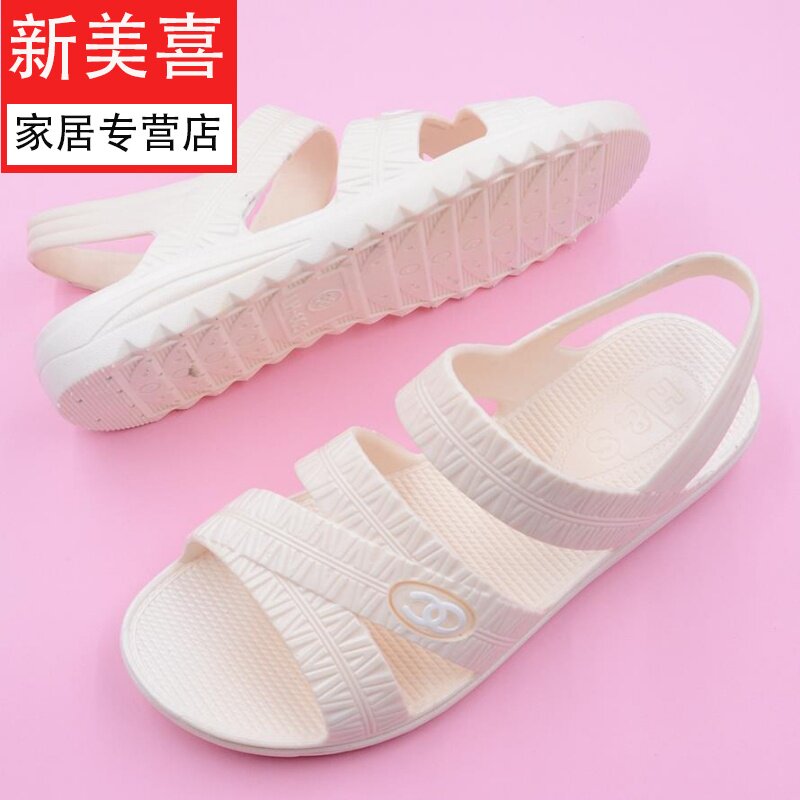 速发2022新款夏塑料平婆婆跟凉鞋妈妈鞋子沙滑平底软底舒适防滩大