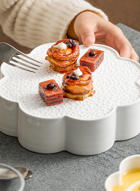 速发优格双用梅花碟子陶瓷碗寿级盘子家用高司感酒店碗厅点心酸奶