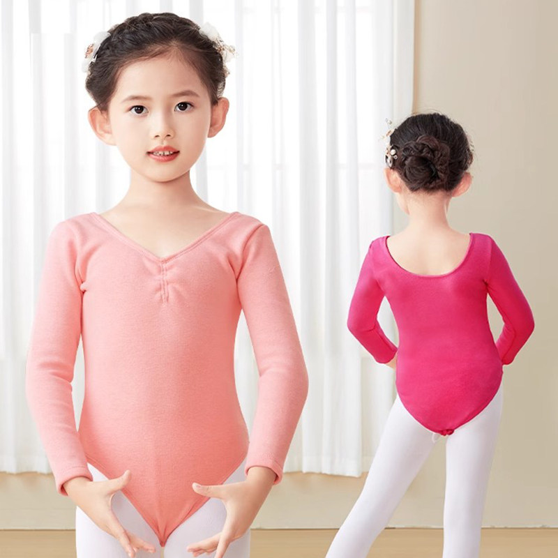 速发儿服童蹈服秋冬加绒加厚练功服长袖舞芭蕾舞连体童中国舞形体