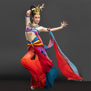 速发敦煌装 舞乐舞演出服飞天下凡舞蹈服古典群天琵琶独舞艺考服装