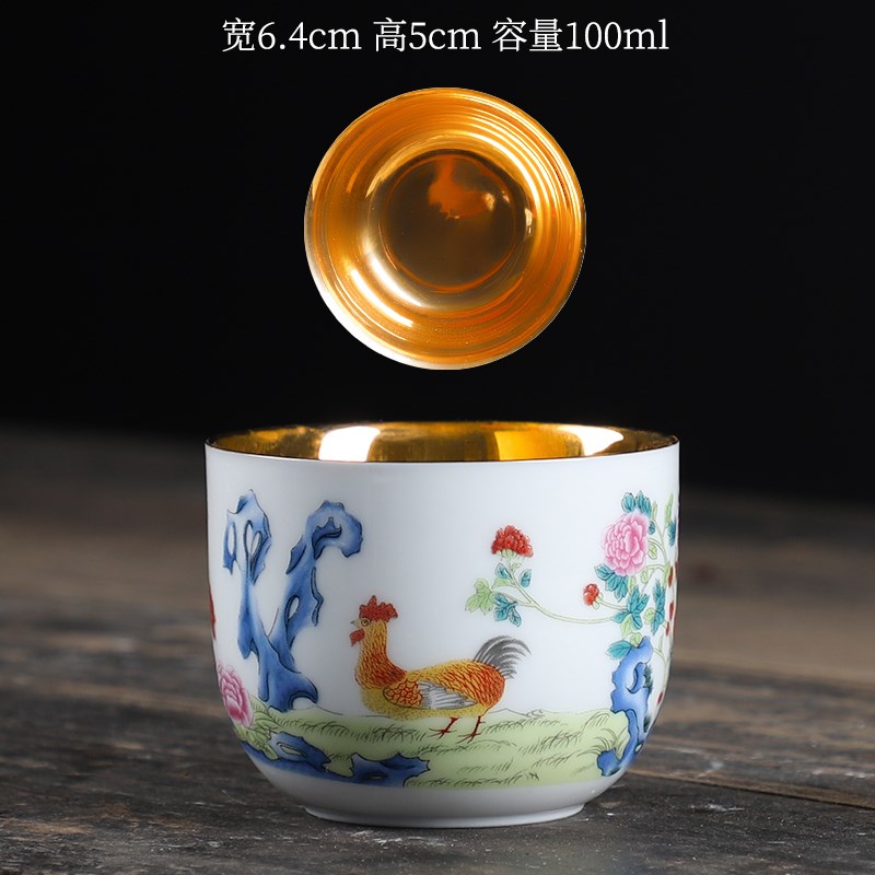 速发杯陶鸡缸杯功夫茶杯个人明瓷茶碗盏大主人杯家用大号斗彩